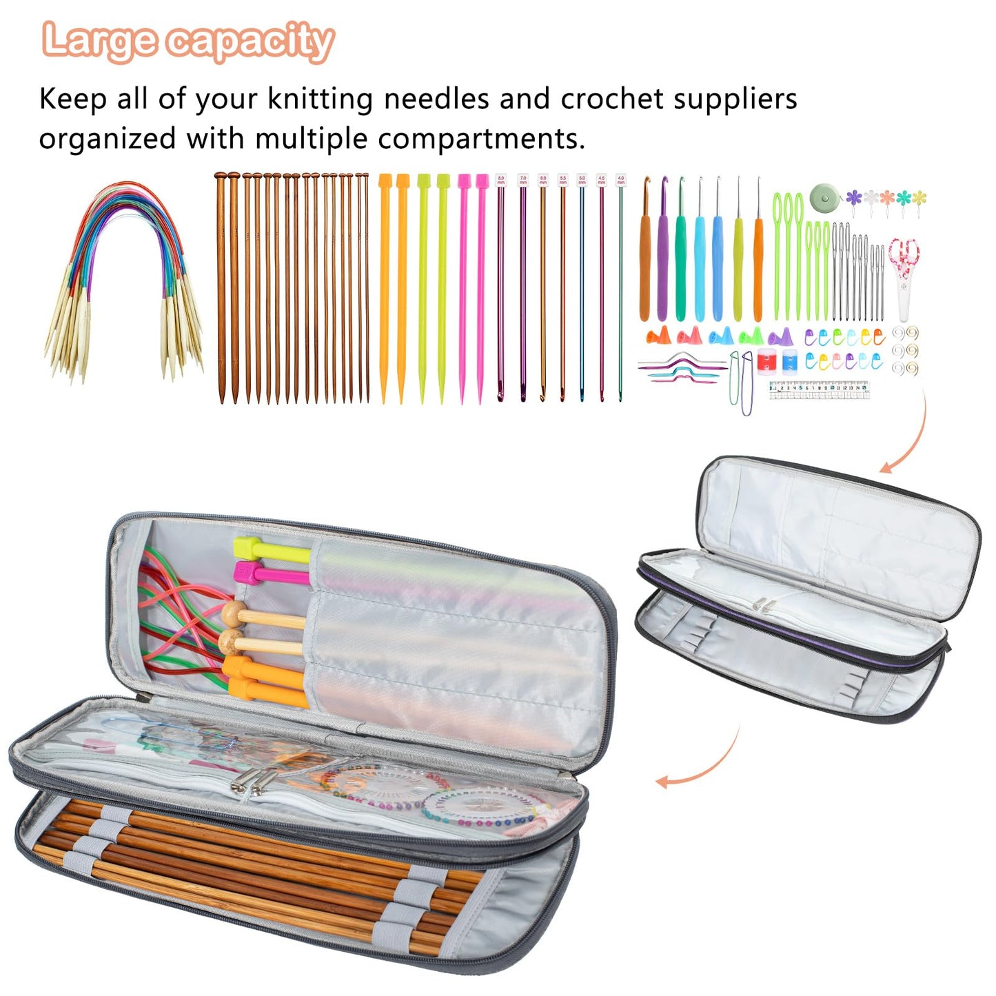 MYBAGZING Knitting Needles Case (up to 14 Inches), Knitting & Crochet Accessory Organizer