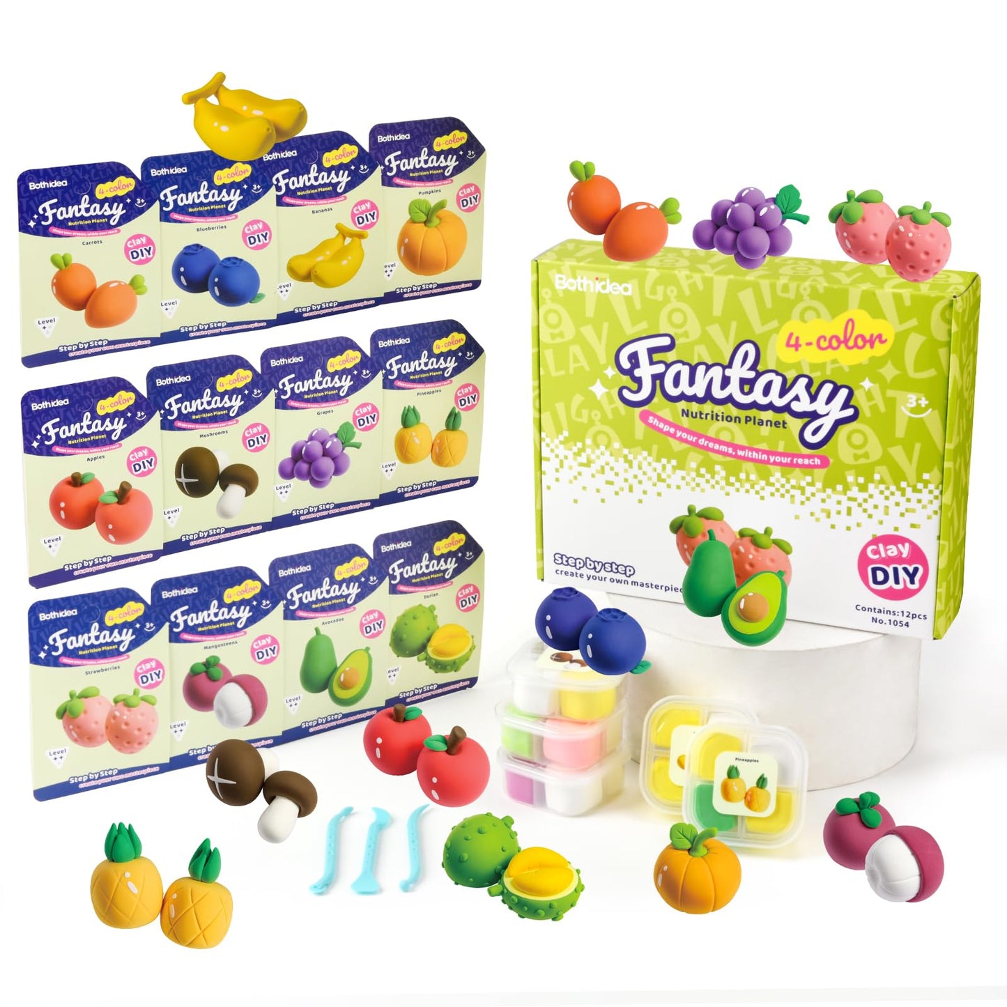 Model Magic Air Dry Clay Kit for Kids - Nutrition Planet 12-Piece Sculpting Set, Ultra Light Soft Non-Sticky Modeling Clay with Tools, Safe Non-Toxic Art Gift for Boys Girls