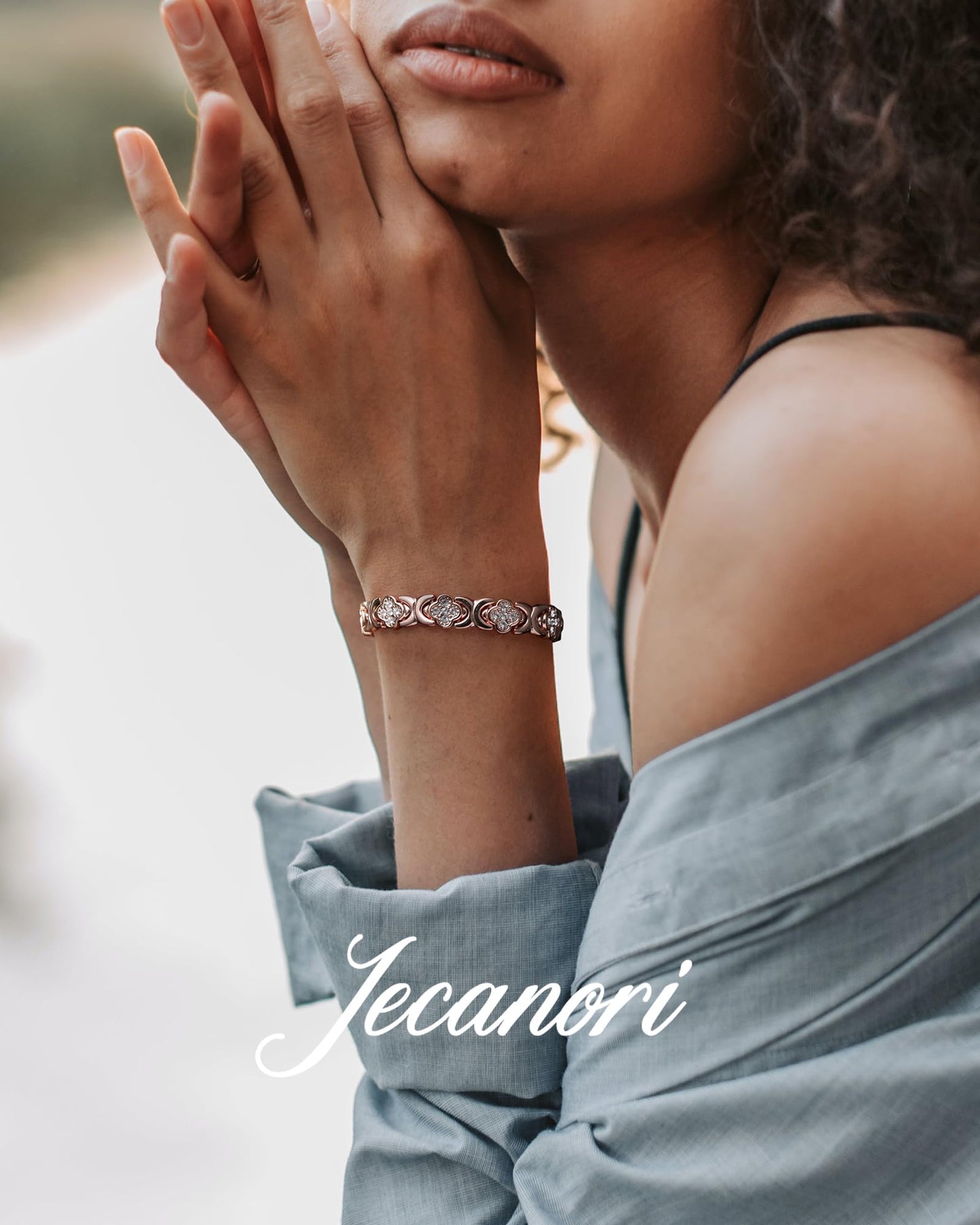 Jecanori Copper Bracelets for Women&Ring, Pure Copper Magnetic Bracelet with 3500 Gauss Magnets,Ideal Gift