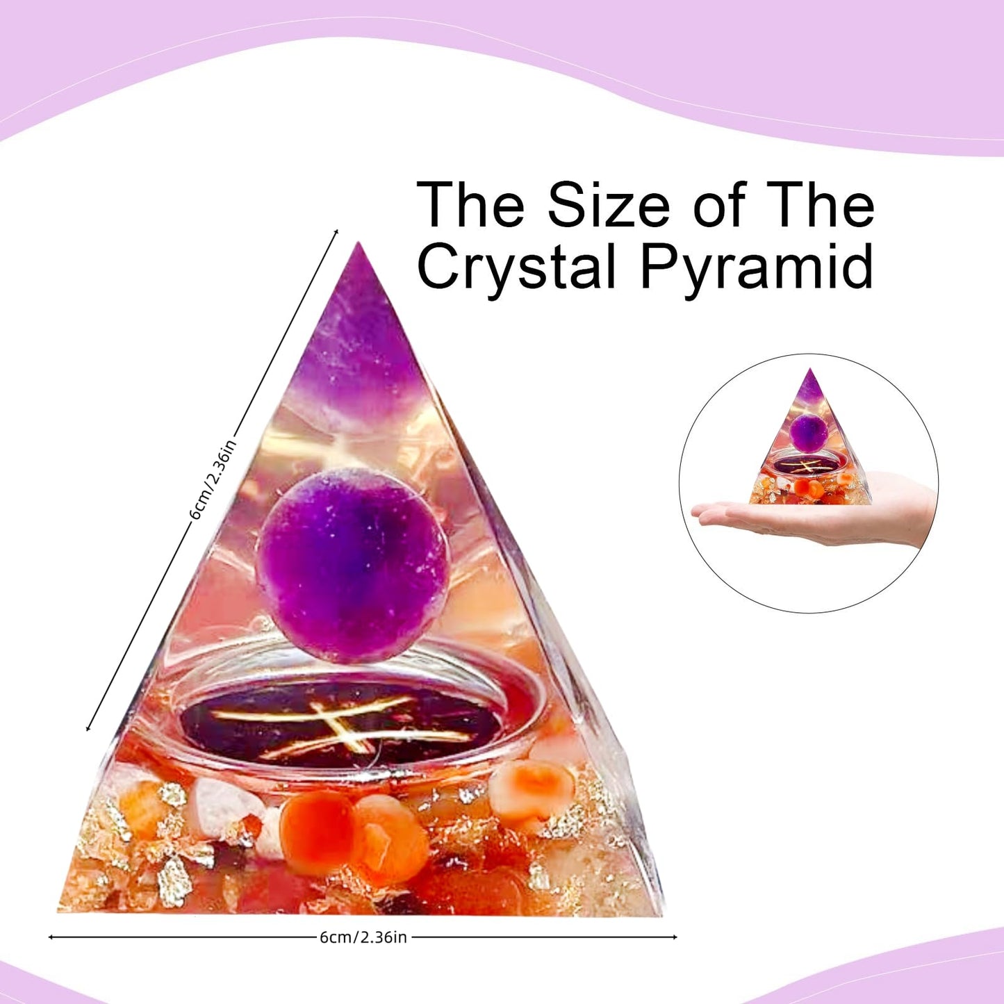 Saefheled Twelve Constellations Pisces Orgone Pyramid,Natural Amethyst&Red Agate Orgonite Crystal Healing Pyramid for Protection Chakra,Unique Constellation Pyramid for Positive Energy.Money Health