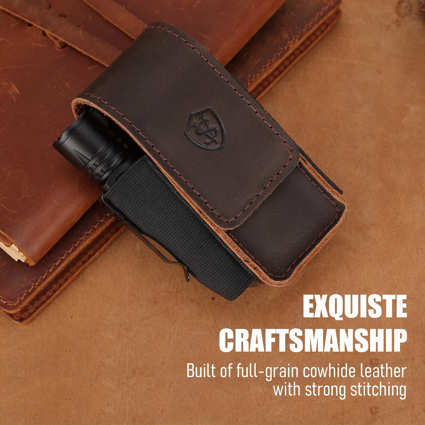 STAR VISTA Armando-2 Full Grain Leather Multitool Belt Pouch, Multi Tool Sheath, EDC Tool Holster for Flash Light, Tactical Pen, Heavy-Duty Stitching, Gift for Men, Dark Brown
