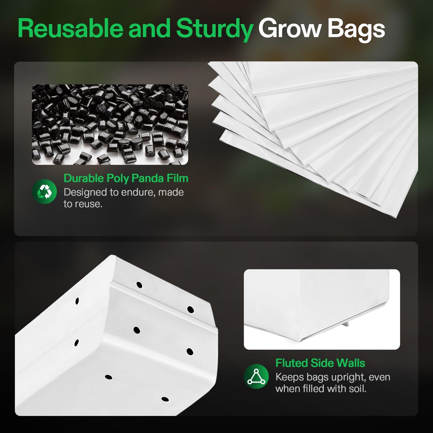 VIVOSUN 50-Pack 5 Gallon Grow Bags for Plants, Black-and-White Thick Plastic Bags for Potting Seedlings, and Rooting