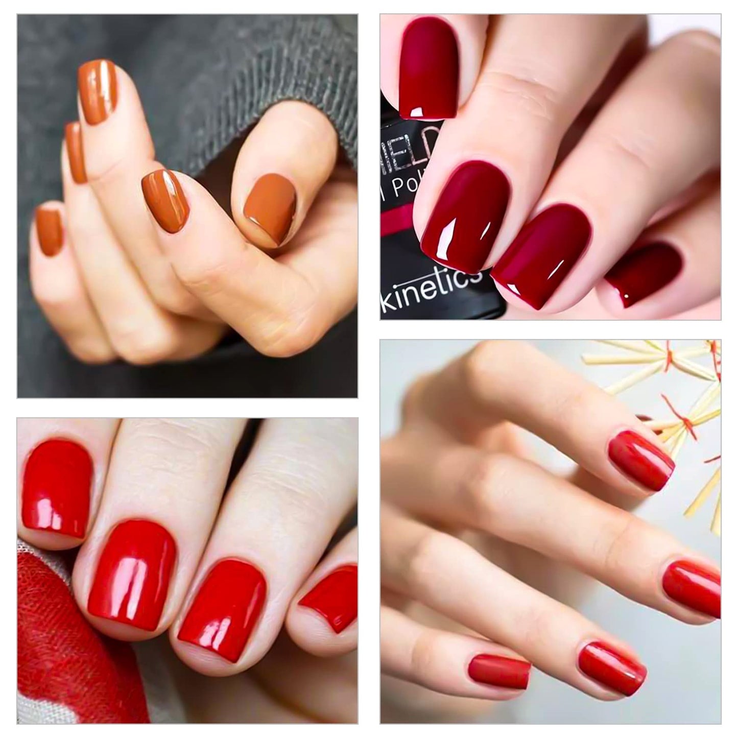JERCLITY 24 Sheets Red Solid Color Nail Polish Strips Stickers Warm Color Full Nail Wraps Self Adhesive Nail Art Decal Nail Strips for Women Girls