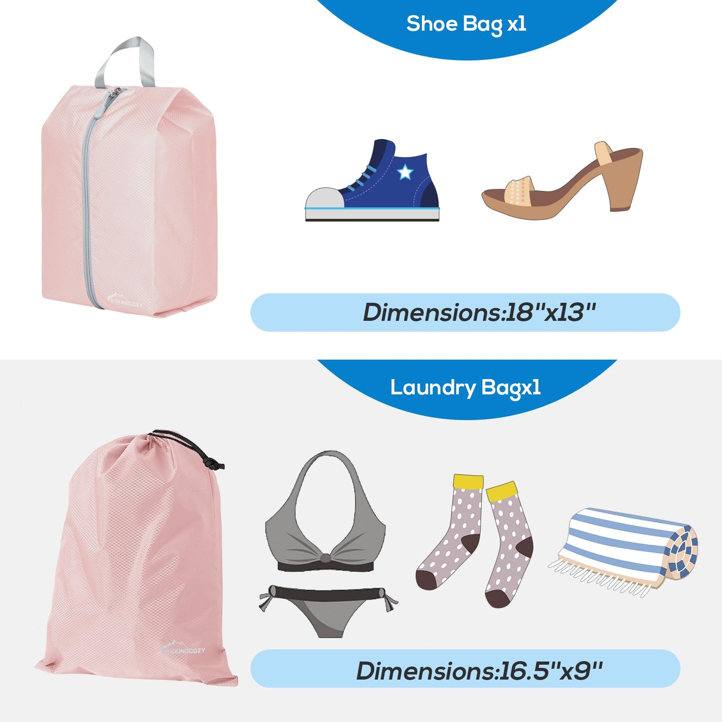 Compression Packing Cubes, 9 Set Packing Cubes for Travel Compression, Lightweight Compressible Package Organizer for Carry On and Suitcases, Pink