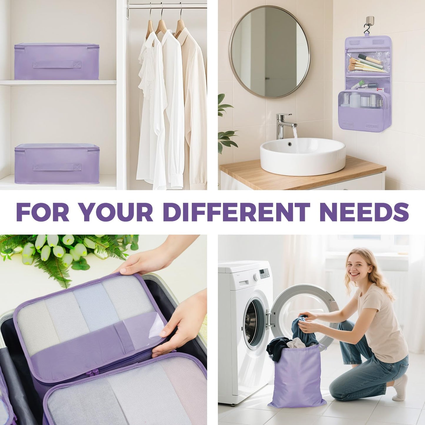 BAGAIL 9 Set Packing Cubes with Packing List Luggage Packing Organizers for Travel Accessories (Dusty Purple)