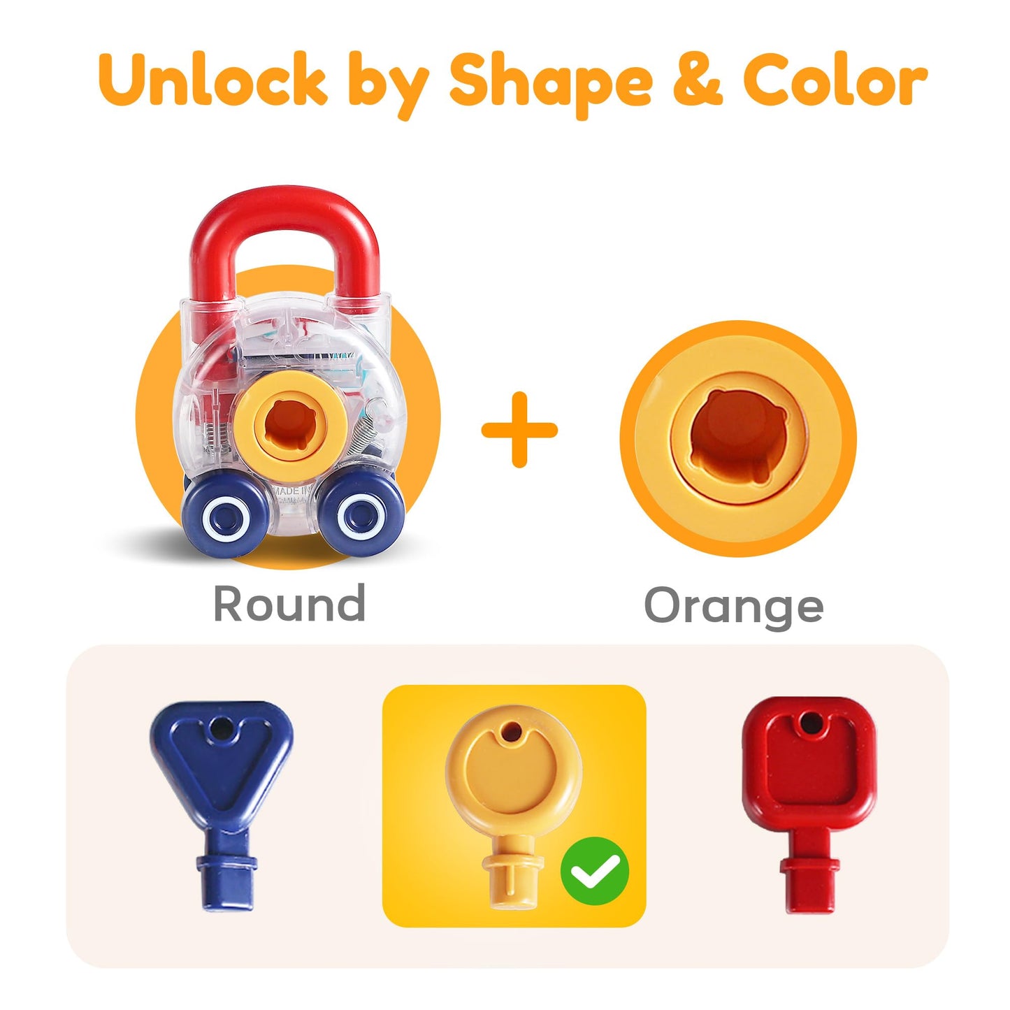 iPlay, iLearn Toddler Lock Key Toy, Montessori Learning Sorting Matching Toy, Baby Fine Motor Development, Infant Activity Push Car, Educational Birthday Gift 12 18 Month 1 2 3 Year Old Kid Boy Girl