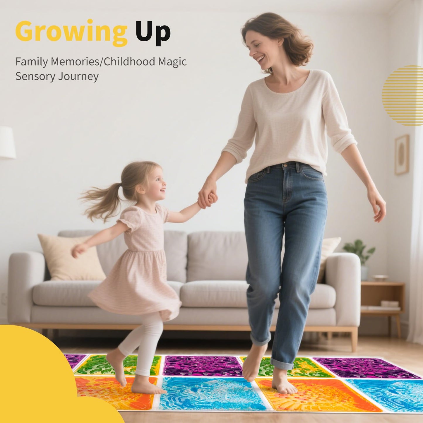 edusense Liquid Motion Floor Tiles – Interactive Sensory Play Mats for Kids, Non-Slip & Cushioned, Dynamic Visual Effects, Develop Motor Skills, Easy to Store, for Home & Classroom