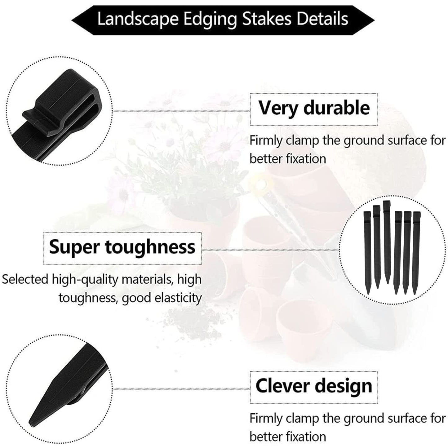 30 PCS Plastic Landscape Stakes, 10 Inch Plant Support Lawn Stake Heavy Duty for Landscaping and Garden