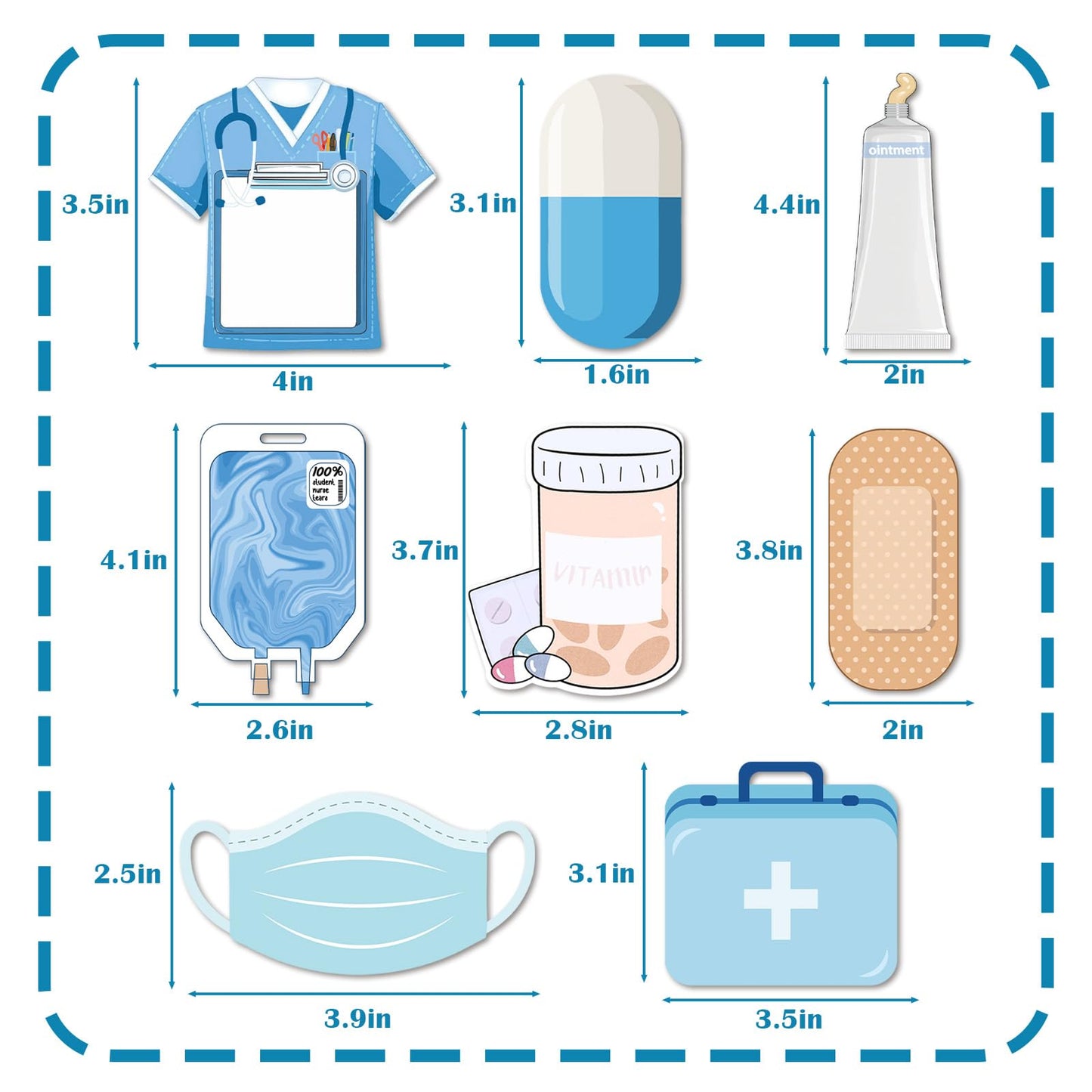 8Pcs Mini Funny Nurse Sticky Notes, Nursing Essentials Nurse Stationary Sticky Notes, Medical Themed Self Stick Note Pads for Hospital School Nurse Supplies (240 Sheets)