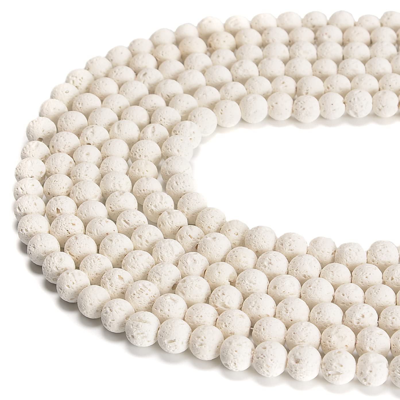 jodaying 10mm White Lava Round Chakra Beads Natural Gematone Loose Beads for Jewelry Making DIY 1 Strand 15"