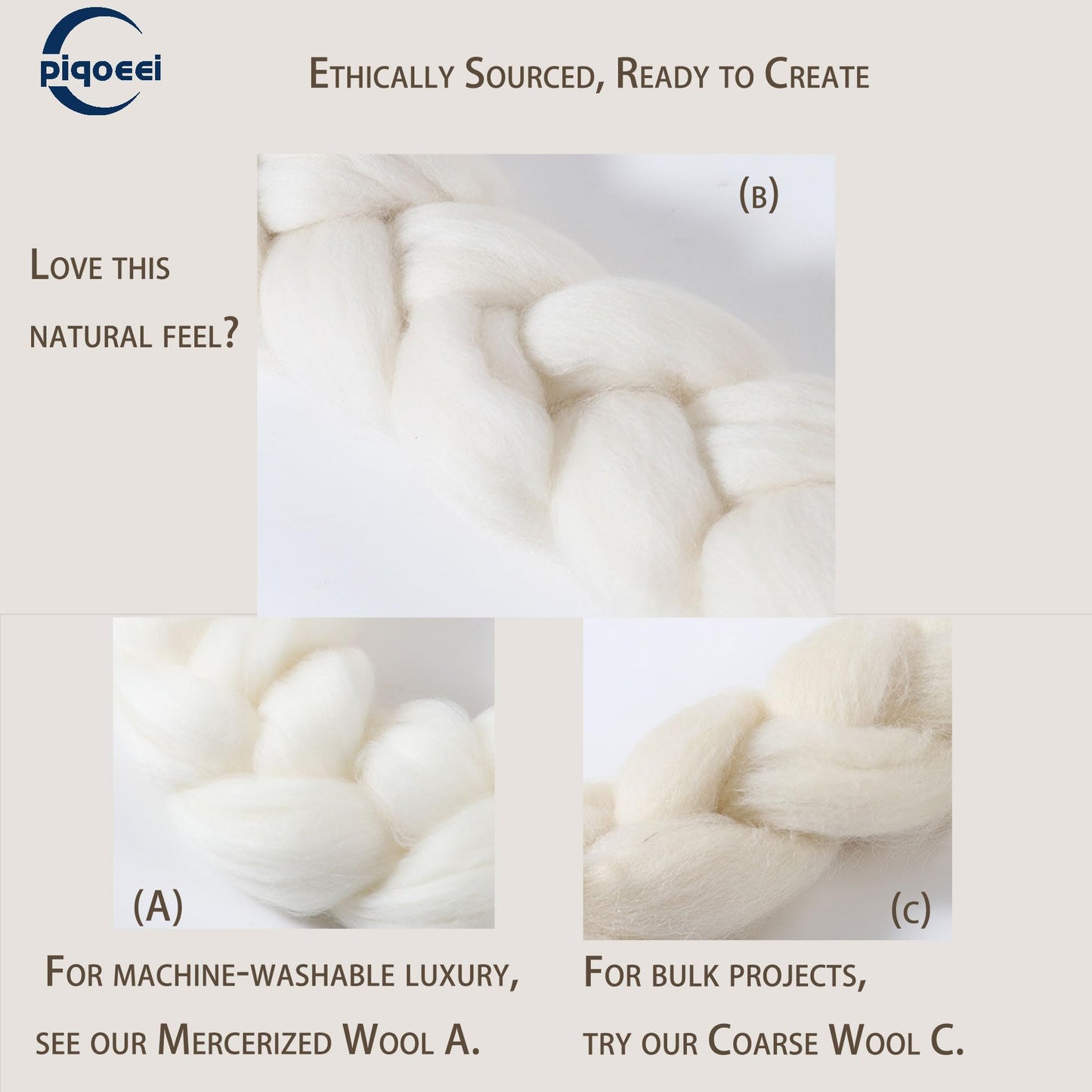 Merino Wool Roving Top for Spinning and Felting - 100% Natural Undyed, Soft Fine Wool for Needle Felting, Knitting, Dyeing (5.3oz)