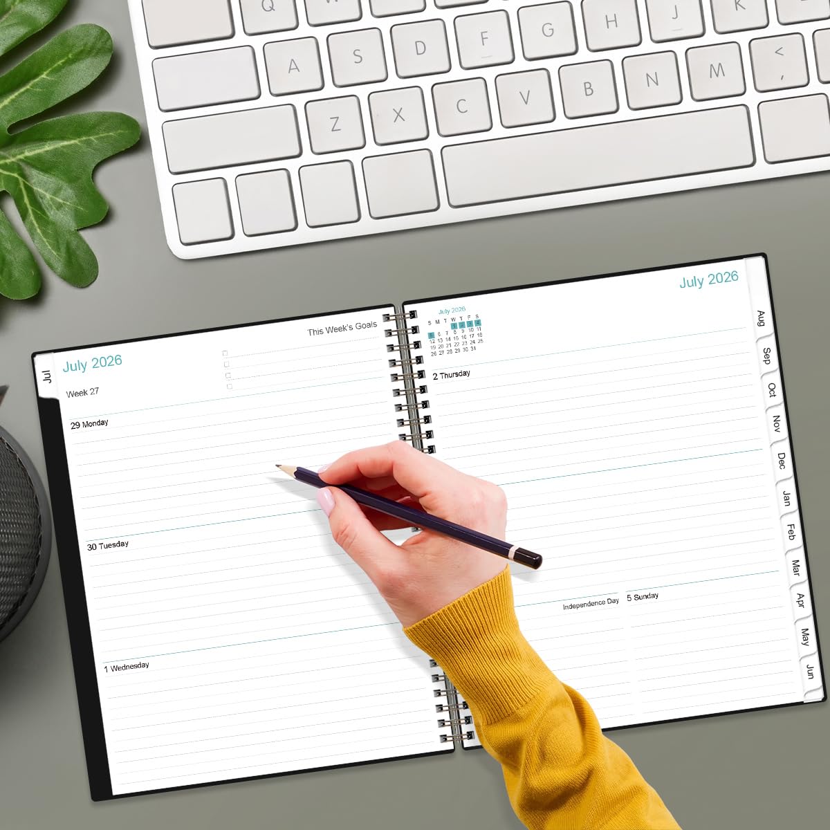 2026-2027 Planner - 8.5" x 11" Weekly Monthly Planner from July 2026 to June 2027 with 12 Monthly Tabs, Inner Pocket, Elastic Closure, Black