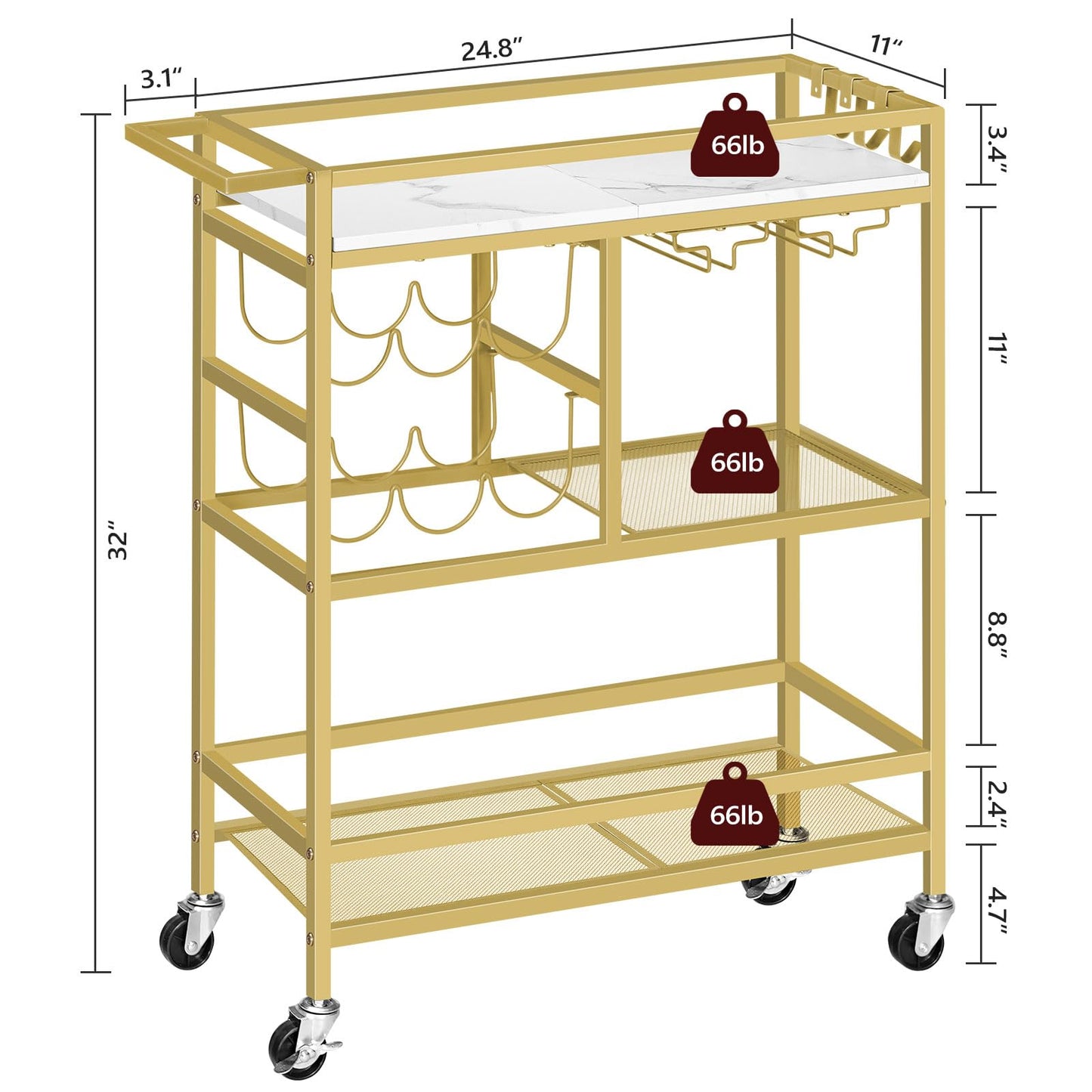MAHANCRIS Bar Cart for Home and Bakers Rack with Power Outlet Bundle, Microwave Stand with Storage, RCJM6101-BRHR351E01
