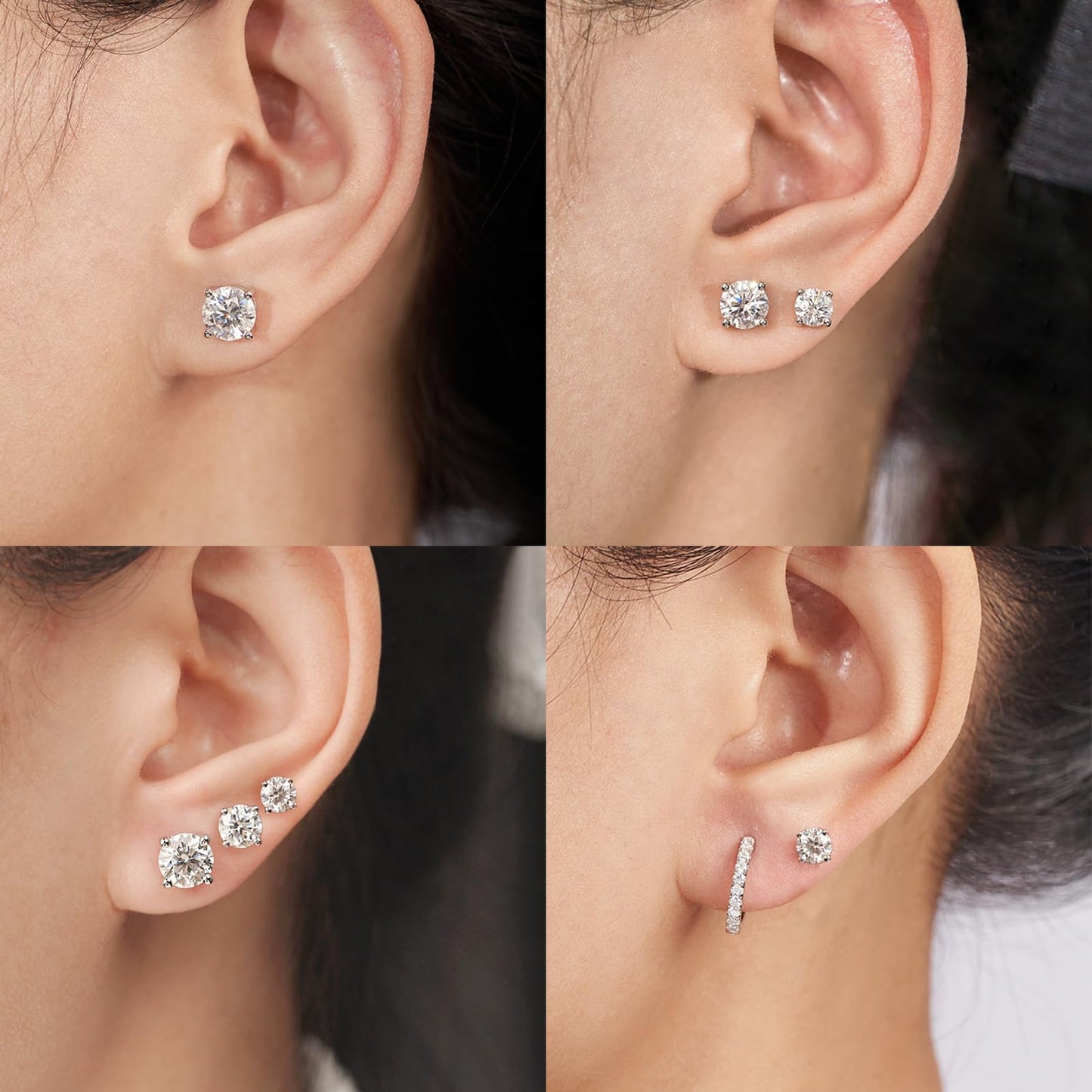 YODEWA Moissanite Stud Earrings for Women 925 Sterling Silver Hypoallergenic Butterfly Back 1 Pair DEF Color Lab Created Brilliant Round Moissanite Earrings (Silver 2CT)