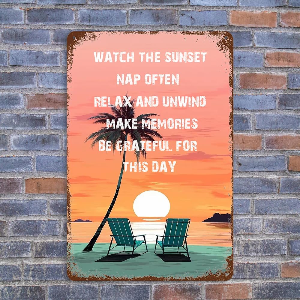 Beach Themed Room Wall Decor Retro Metal Tin Sign Beach Signs Beachy Room Decor Aesthetic Surfboard Vintage Home Bedroom Decorative Outdoor