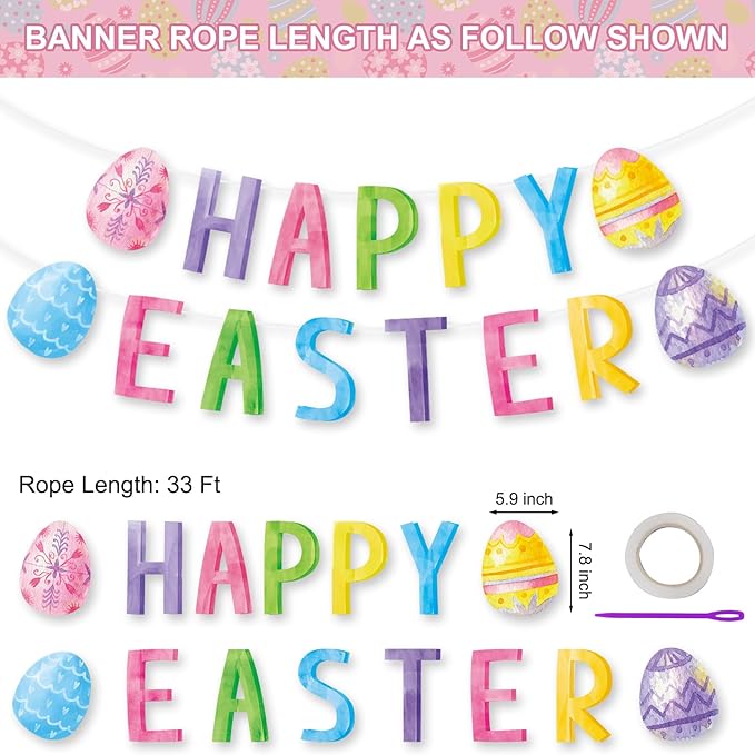 Watercolor Easter Egg Happy Easter Banner Kit