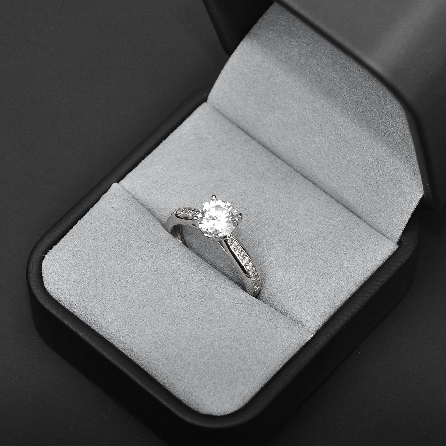 Oirlv Premium Leather Ring Box Small Black Ring Gift Box Proposal Wedding Engagement