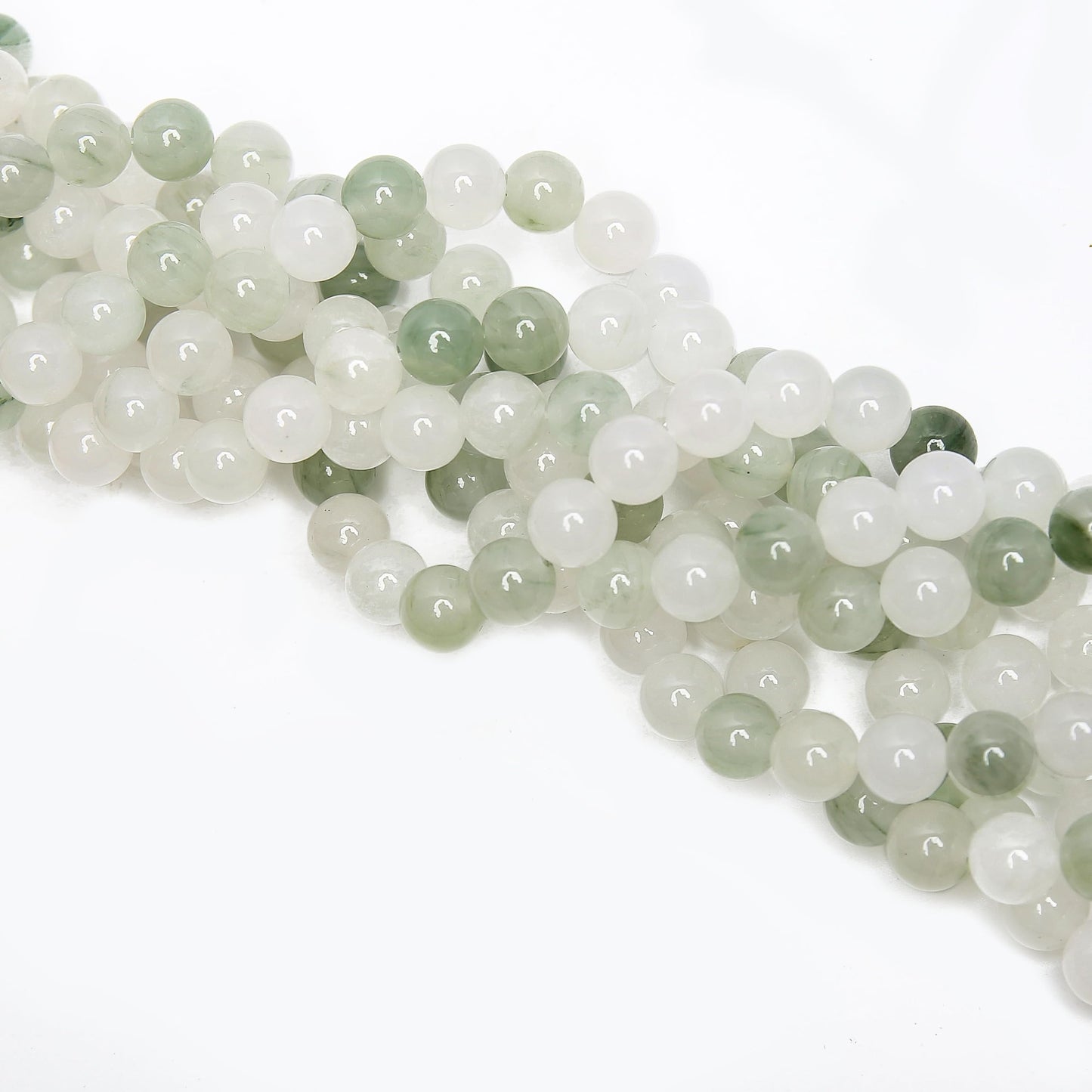 70PCS Natural 8MM Healing Gemstone, Iceberg Jade Energy Stone Round Loose Beads, Semi-Precious Crystal Beads with Free Elastic String for Jewelry Making DIY