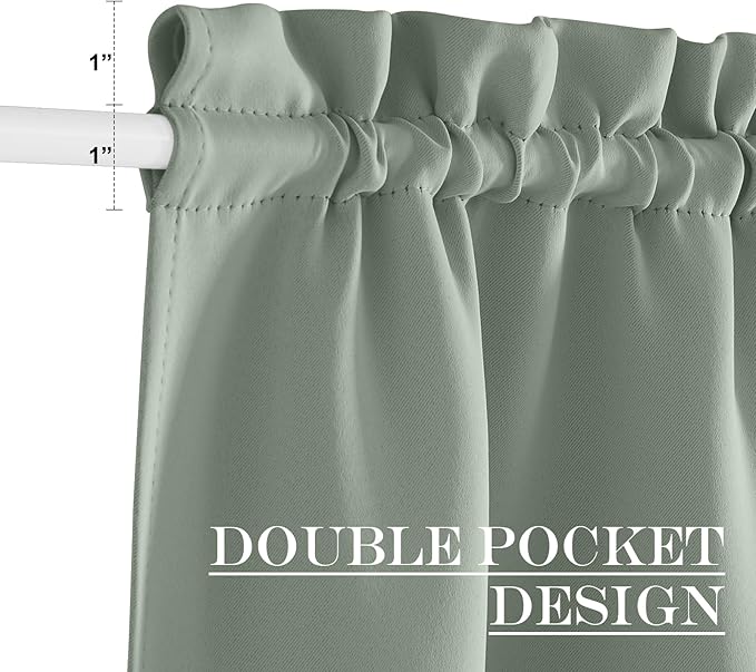 NICETOWN Door Curtain Panel - Thermal Insulated Front Door Side Light Block Privacy Protect Decoration for Front/Christmas Adjustable Size Dual Rod Pocket Top, 25 W x 64 L, Greyish Green, 1 PC