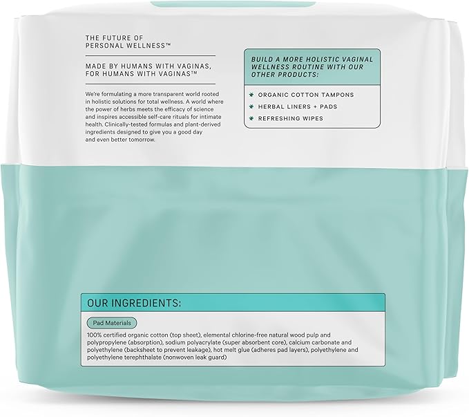 The Honey Pot Company - 64ct - Sanitary Pads for Women - Non-Herbal Super w/Wings - Organic - Cotton Cover, & Ultra-Absorbent Pulp Core - Feminine Care - FSA & HSA