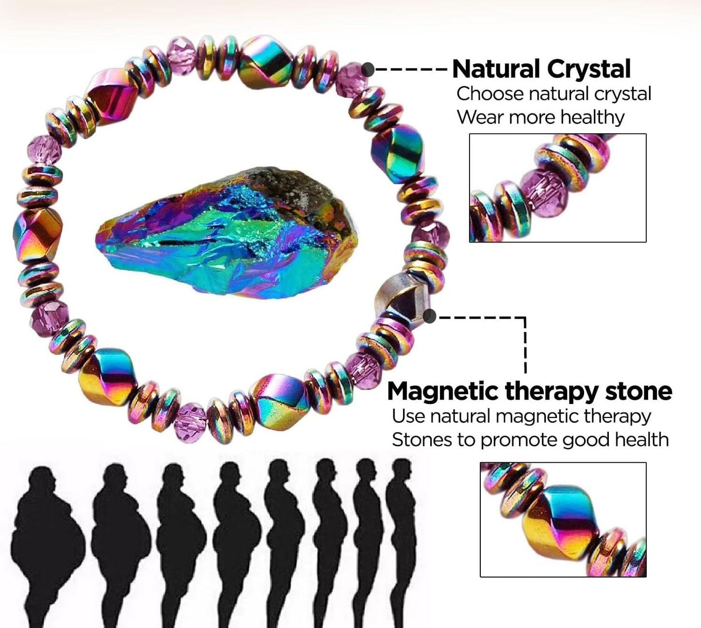 STCORPS7 Hematite Magnetic Strand Bracelet, Multi Color, Unisex Bracelet, Stress Relief, Meditation, Yoga