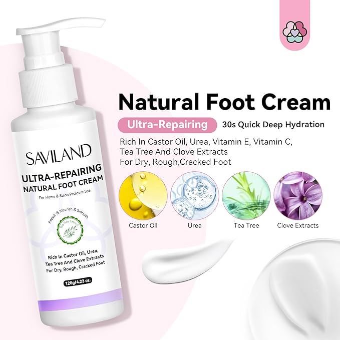 SAVILAND 2024 Electric Feet Callus Remover with Ultra-Repair Foot Cream 120 g: Rechargeable Portable Electric Callus Remover for Feet Professional Pedicure Care Kit for Cracked Dead Skin