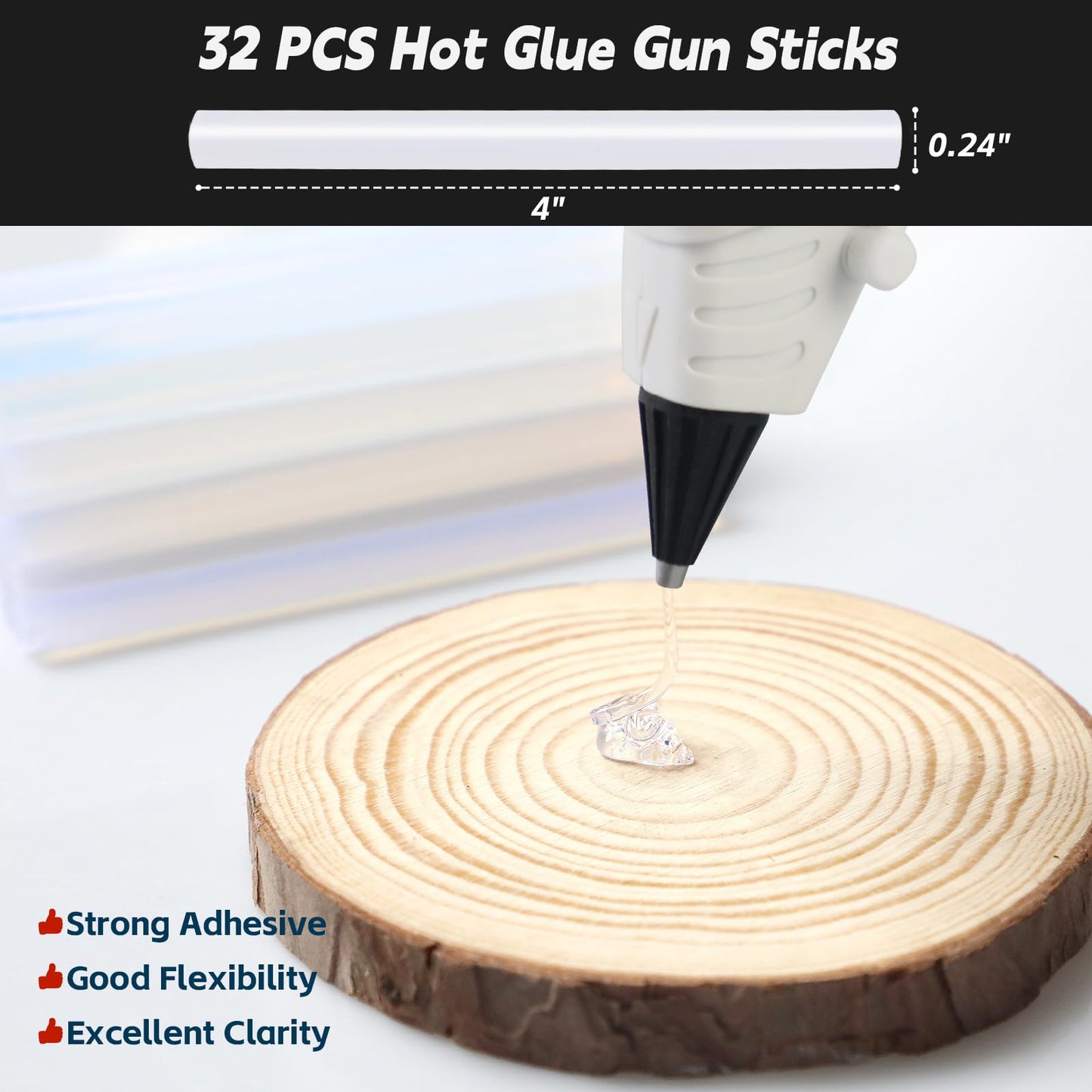 Halobios Mini Dual Temp Hot Glue Gun with 32 Glue Sticks, Quick Preheat Hot Glue Gun, Two Temperatures for DIY, School Craft and Home Repairs (White)