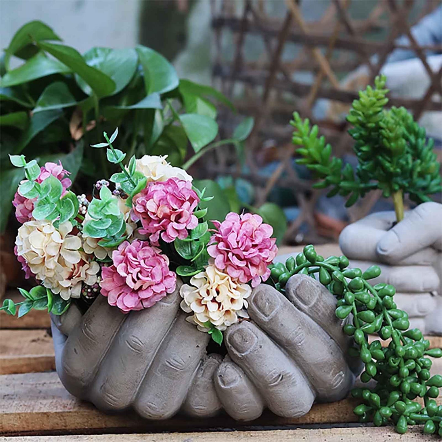 GRAINRAIN Silicone Hand Molds for Epoxy Resin, 3D Small Flower Pot Vase Resin Molds for Concrete Cement, Cute Epoxy Resin Mold for Resin Casting, DIY Craft, Home Decor