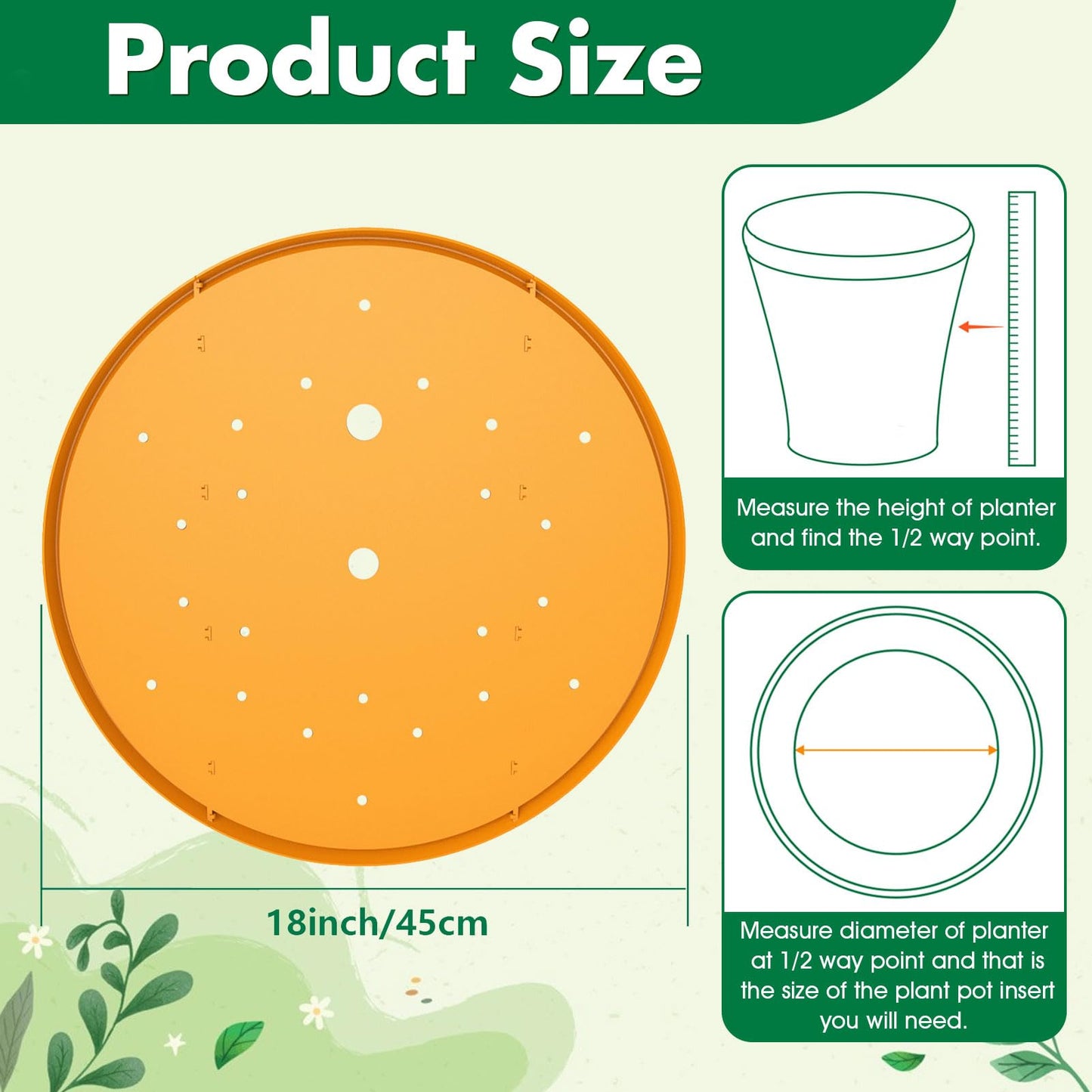 Tryitsbest Round Planter Insert for Large Pots, 18" Tall Flower Pot Fillers for Planters with Drainage Holes for Indoor Outdoor Gardening Plants Container (1 Pack, 18 inch)