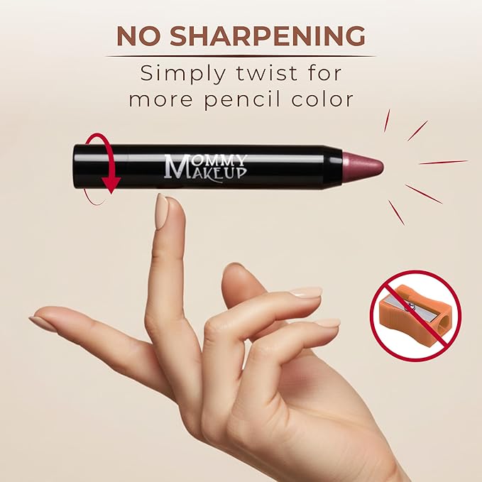 Mommy Makeup Triple Sticks Lipstick, Cream Blush & Teatment All-In-One with Shea & Cocoa Butter - Soft & Creamy Moisturizing Lip Crayon For Lips & Cheeks (Riley Love)