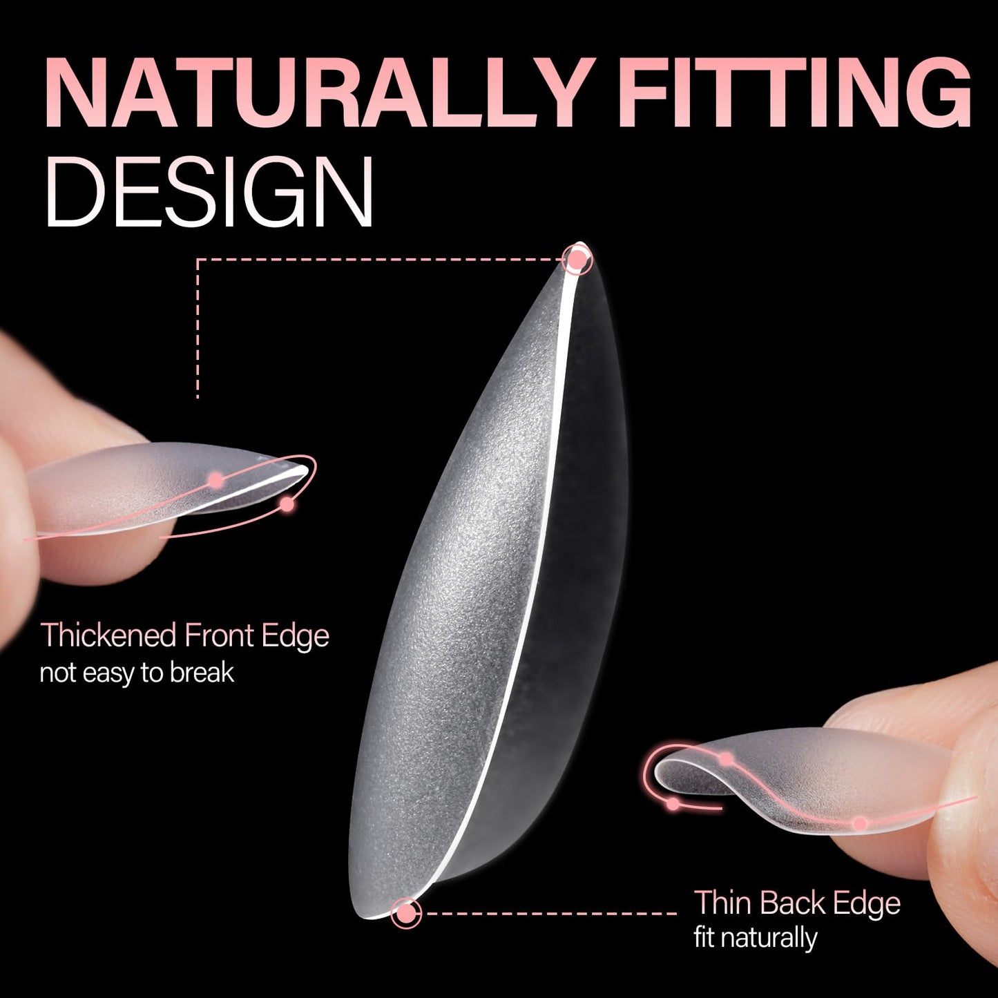 AILLSA Short Almond Nail Tips 450PCS Acrylic Gel Double-sided Matte Clear Pre-Buff Gel Nail Tips No Need Base Coat Press on Nails Tips for Extension 15 Sizes