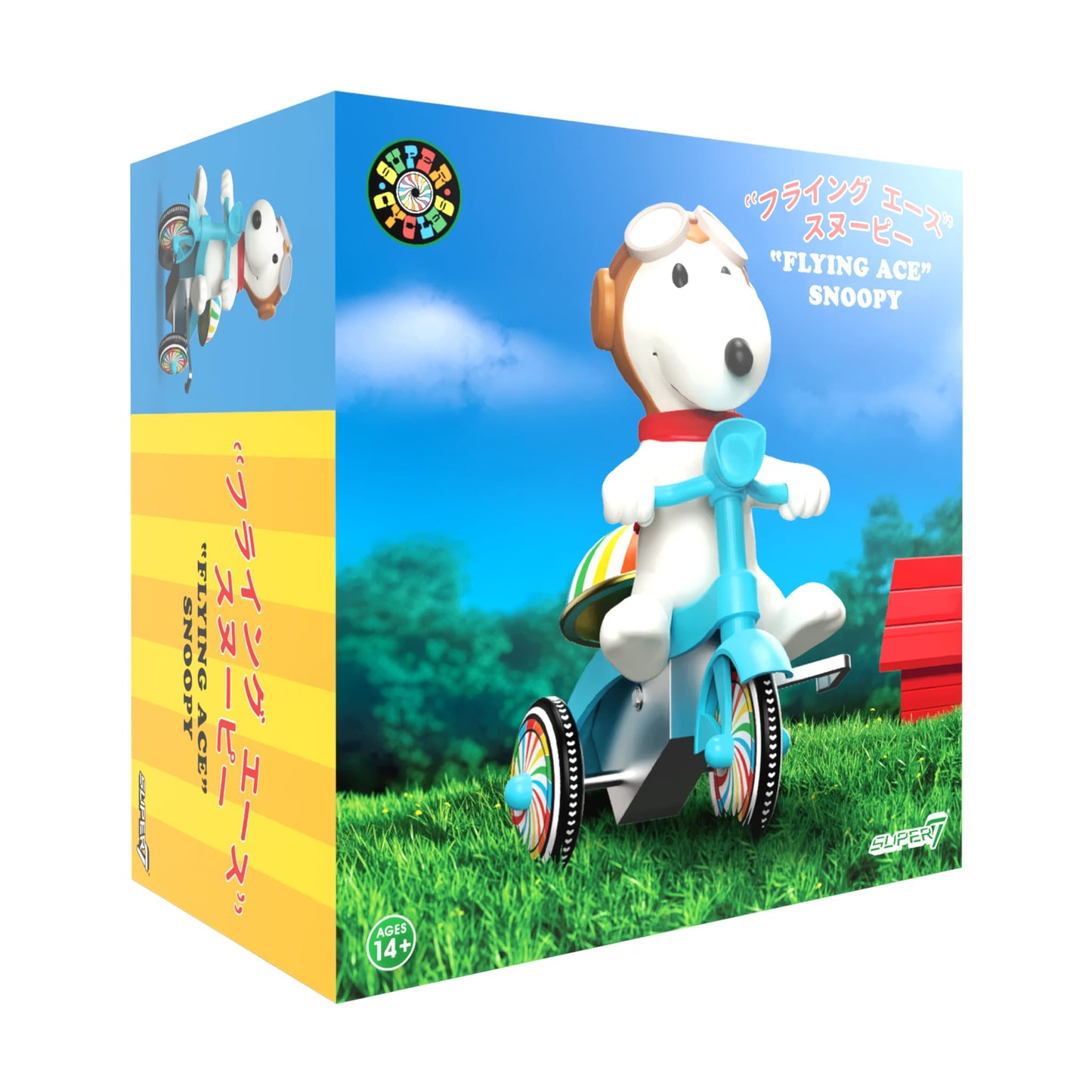 Super7 Super Cycles Peanuts Snoopy Flying Ace with Blue Trike - 5" Peanuts Action Figure - Classic Cartoon Collectibles and Retro Toys