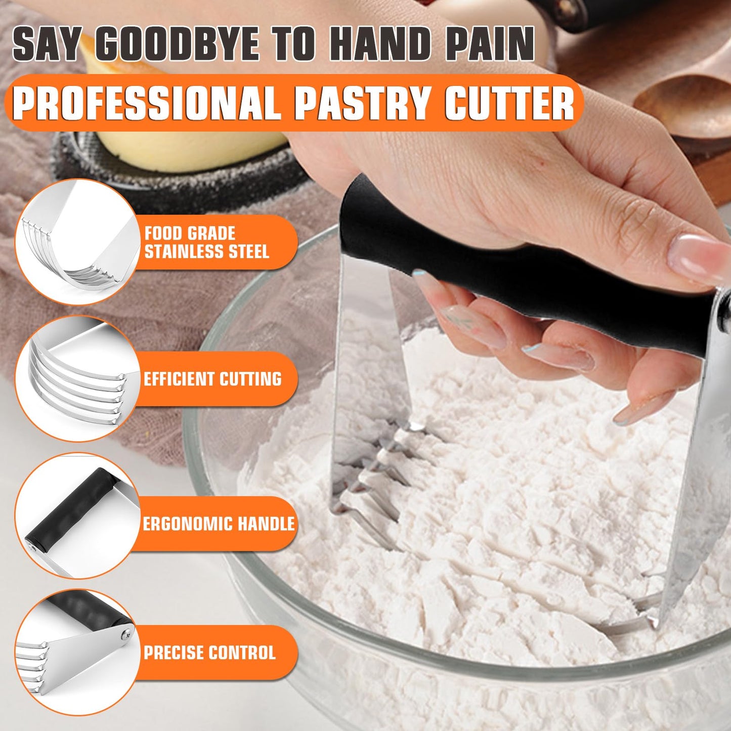 Biscuit Cutter Set,10PCS Stainless Steel Pastry Blender Set with Pastry Cutter,5PCS Biscuit Cutter,Dough Cutter,3 Cup Flour Sifter,Baking Mat and Fine Mesh Strainer for Cooking Cookies and Donuts