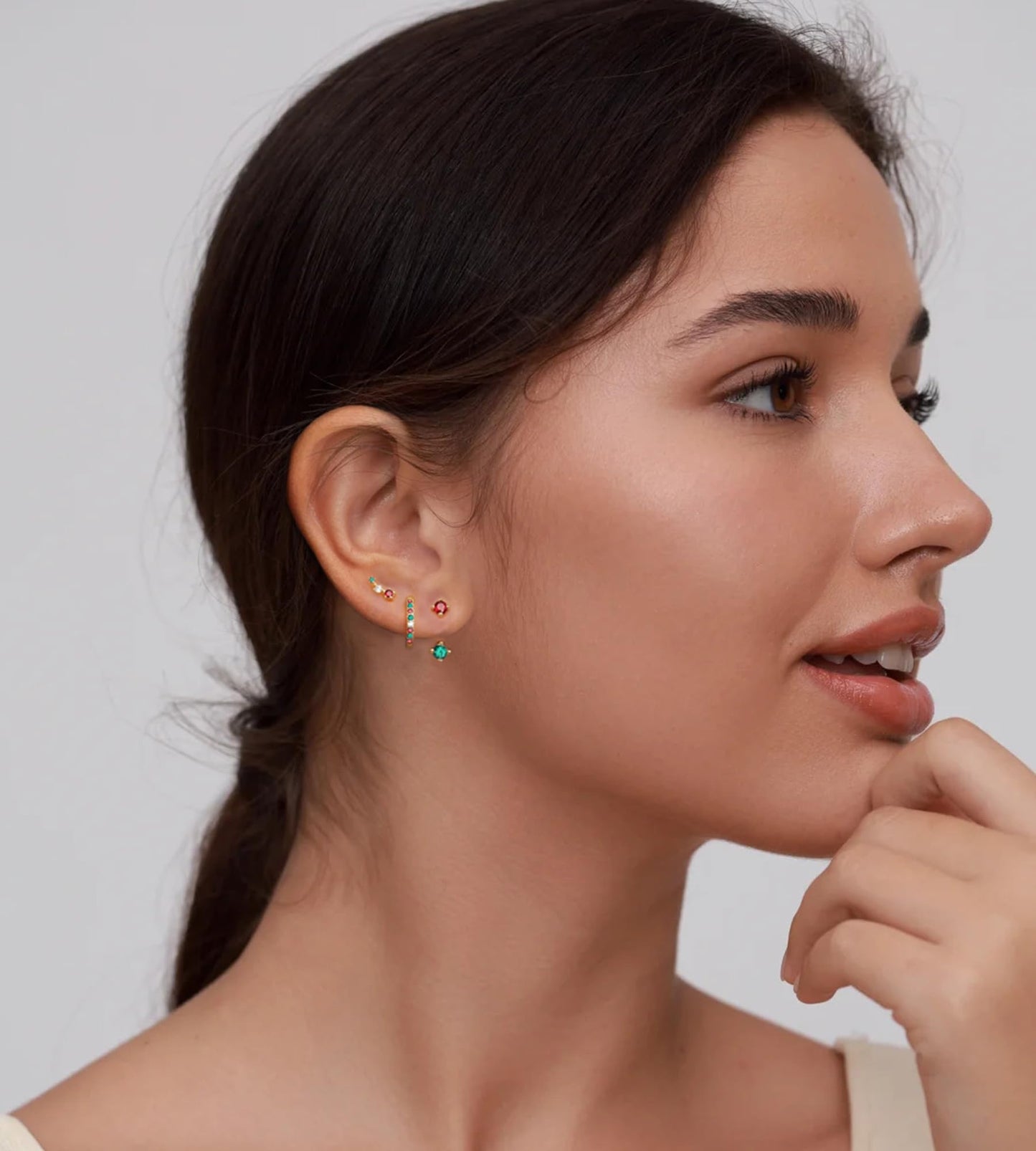 Gold Stud Earrings for Women, 6 Pairs 14K Hypoallergenic Cartilage Earrings for Multiple Piercing, Dainty Small Stackable Gold Hoop Earrings Set