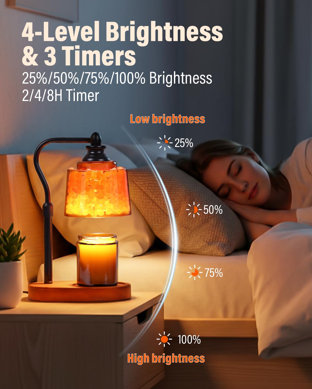 ZAXLZMHSD 3-in-1 Candle Warmer Lamp with Timer Dimmable, Himalayan Salt Lamp & Passive Diffuser, Gifts for Women, House Warming Gifts, Wax Melt Warmer for Jar Candles
