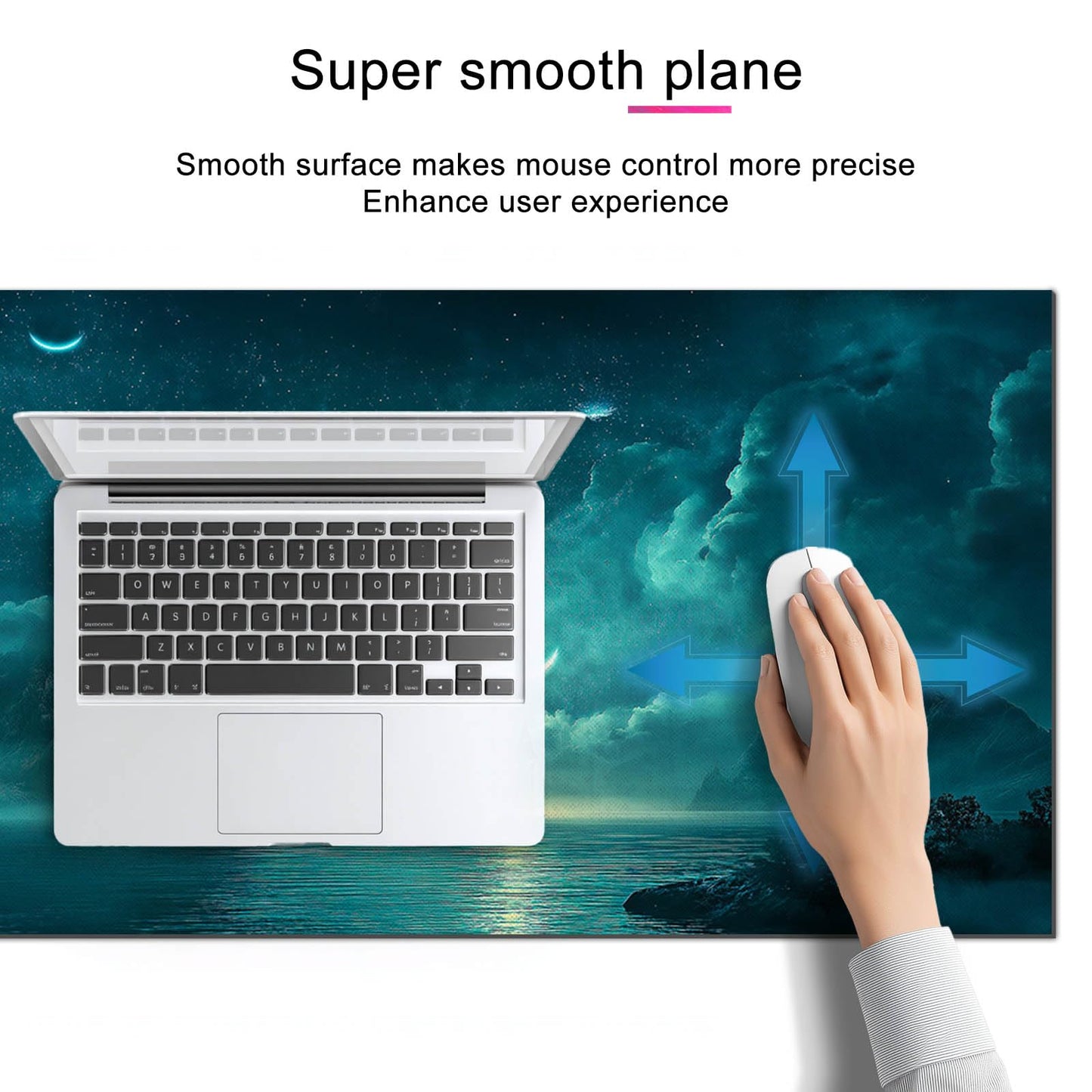 HOMETITUTE Large Mouse Pad 31.5x11.8 Inch Gaming Mousepad Teal Moon Night Seascape Art Non-Slip Keyboard Desktop Protector Mat XL Mouse Pad for Home Office Laptop Wireless Mice Accessories
