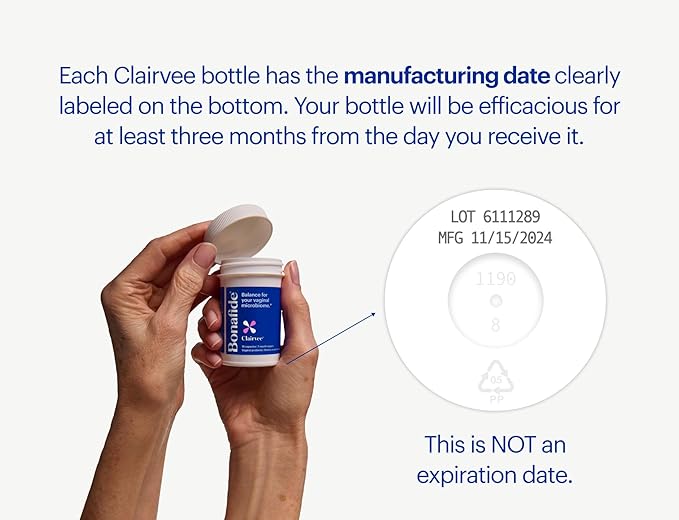 Bonafide Clairvee Vaginal Probiotic for Relief from Odor, Itching, & Discharge. — 2-Month Supply (30 Capsules)