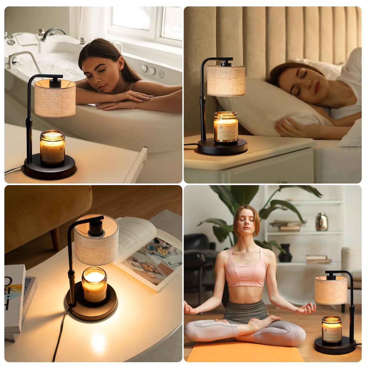 Candle Warmer Lamp with Timer, Dimmable Candle Wax Warmer with 2 Light Bulbs, Height Adjustable Electric Candle Light Scented Candles, Home Room Decor, Gifts for Women Mom