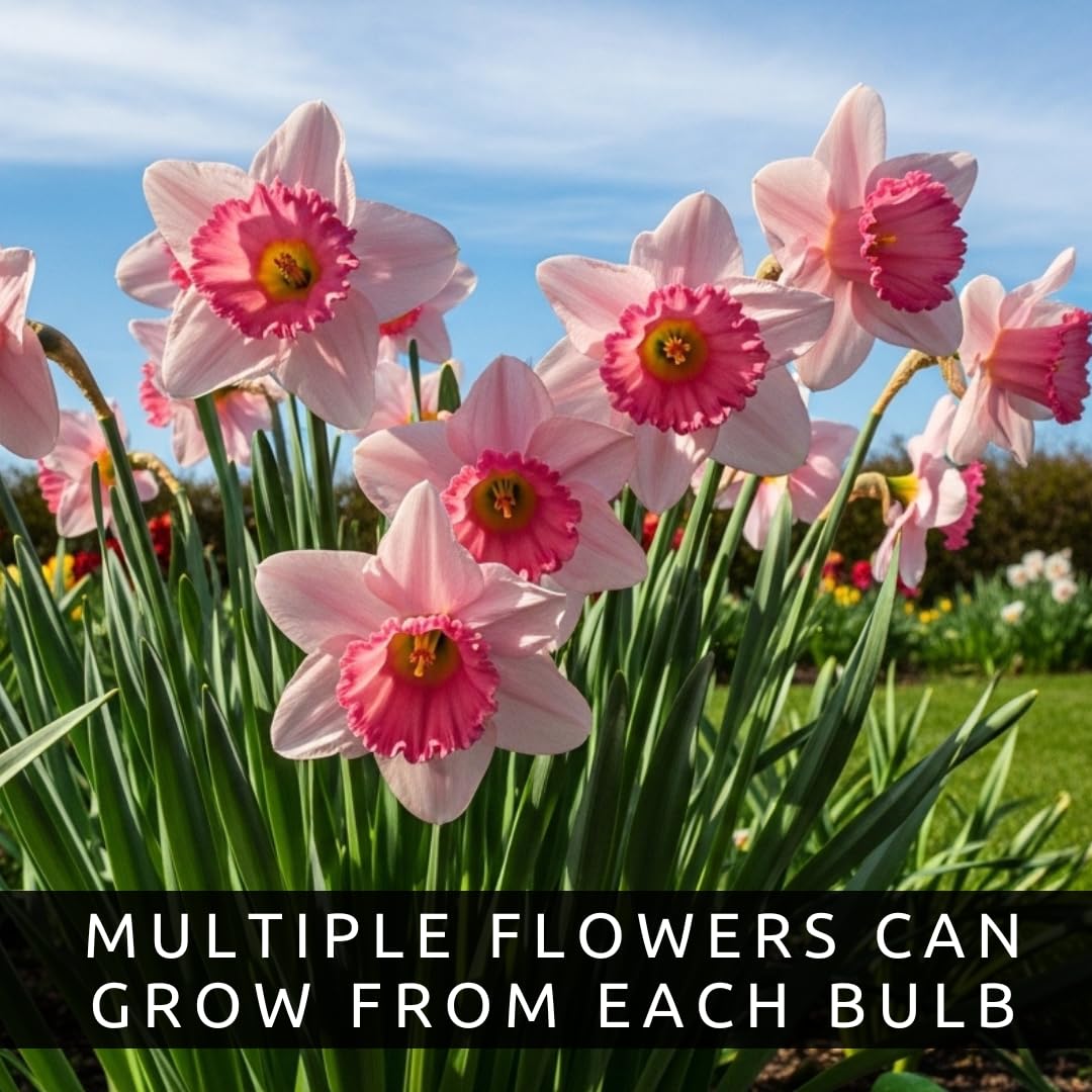 Pink Party Daffodil Bulbs for Planting (10 Bulbs) – Double Pink and White Spring Flowers, Fragrant Perennial Narcissus for Garden Beds, Borders & Containers, Easy-Grow Fall Planted Bulbs