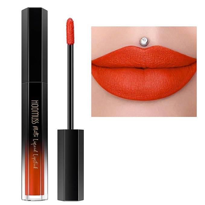 Orange Lipstick Long Lasting, Matte Liquid Lipsticks for Women Non Transfer Smudgeproof Smooth and Easy to Appy Cruelty Free Lip Color, M51 Orange Red