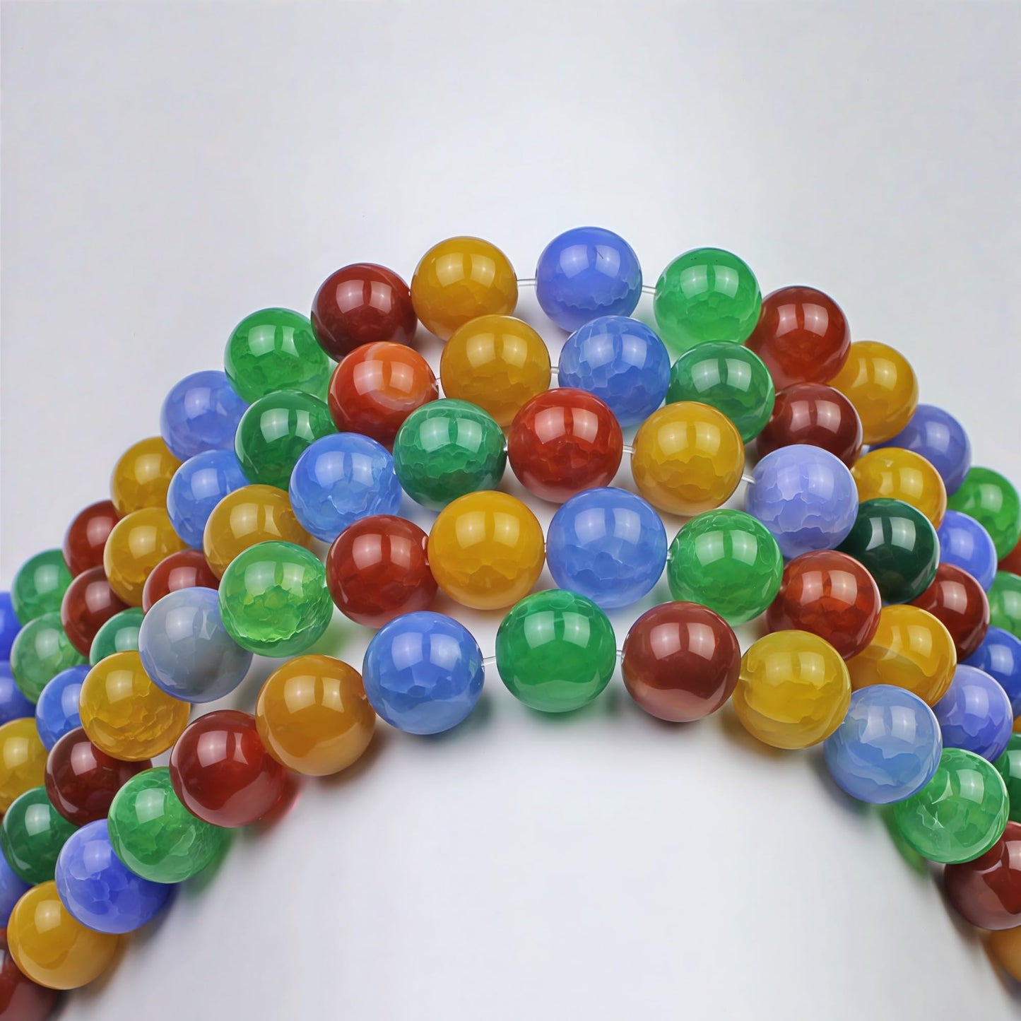 MJDCB Natural Stone Beads 8mm 43pcs Round Mixed Color Dragon Vein Agate Loose Gemstone Bead Charms for Jewelry Making Bracelet Necklace Earring Pendant