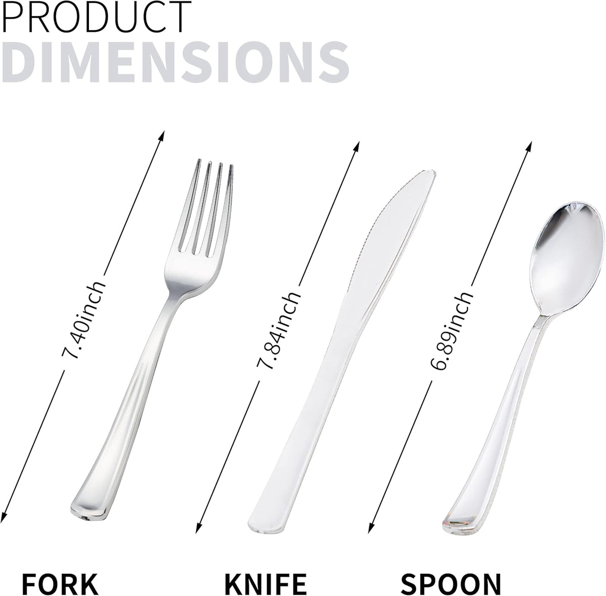 50 Pack Pre Rolled Silver Plastic Silverware Set, Disposable Wrapped Plastic Cutlery Set (50 Forks, 50 Knives, 50 Spoons, 50 Napkins) for Wedding Party