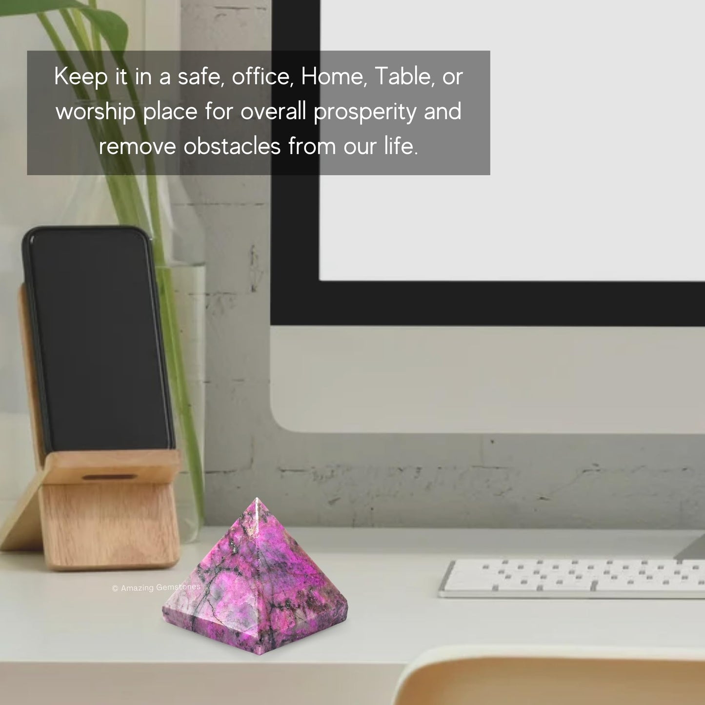 Amazing Gemstone Cobalt Calcite Pyramid Crystal Healing Stones - 1.5" Great Pyramid Figurine of Natural Stone Pyramid for Meditation, Reiki, Chakra Balancing and Crystal Pyramids Grid