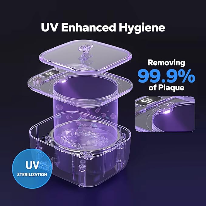 Retainer Cleaner, Ultrasonic Cleaner for Retainers, Mouth Guards, Night Guards & Dentures, Jewelry Cleaner, 48kHz & 3 Timer Modes with UV, 200ml for All Dental Appliances