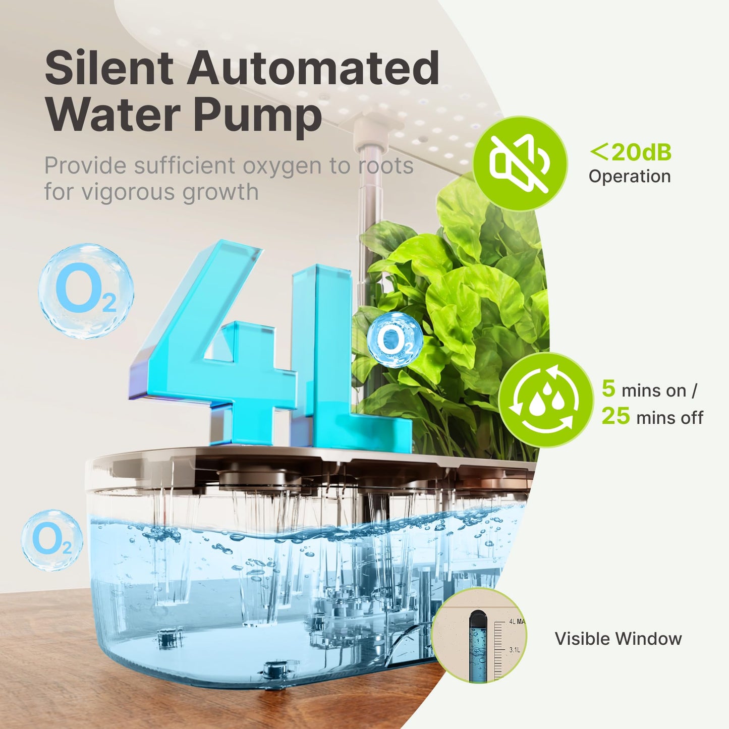 SUNCOZE Hydroponics Growing System Kit 12 Pods, Indoor herb Garden with 20W LED Grow Light, Visible Water Tank with Pump, 2.2"-12.4" Adjustable Height Indoor Gardening System, Gardening Gifts, Beige