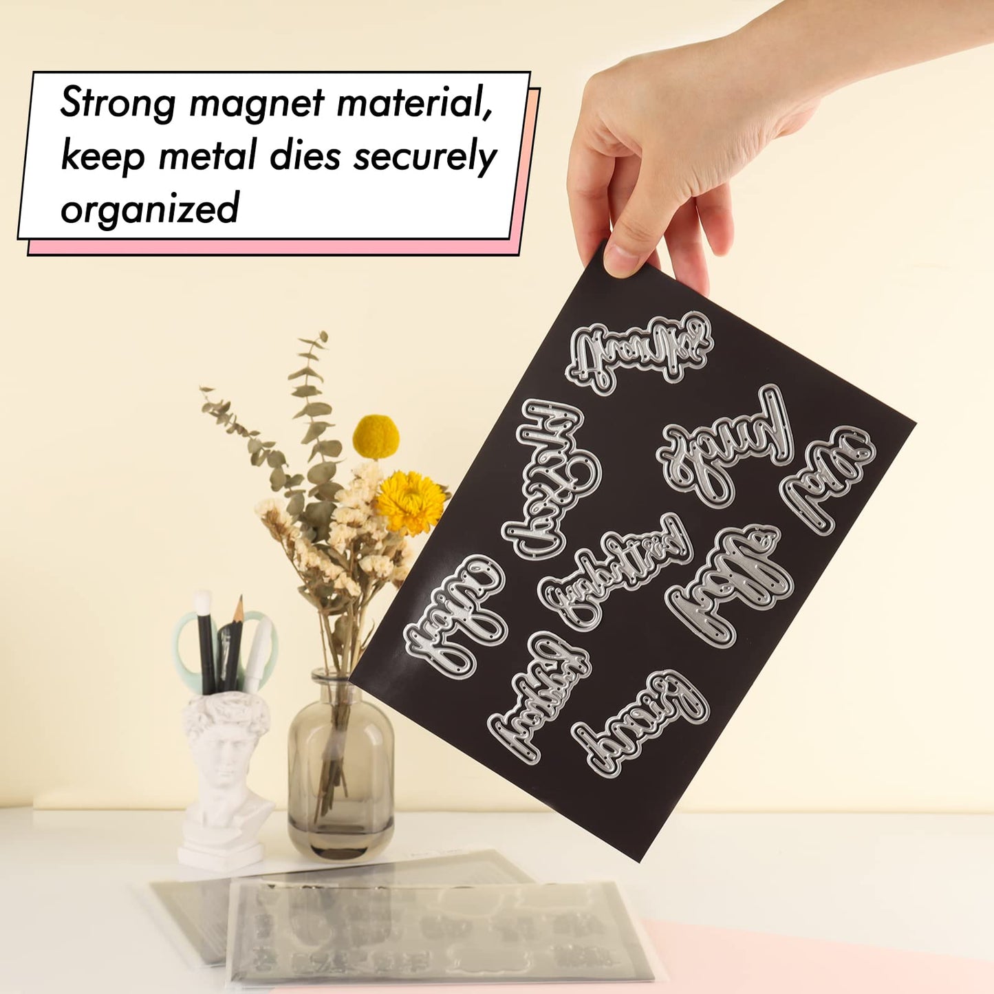 6 PCS 0.8mm Thick Double Sided Strong Magnetic Sheets Flexible Rubber Sheets for Metal Dies Storage and Organize Scrapbooking Tool Craft Supplies Rubber Magnetic Sheets Set