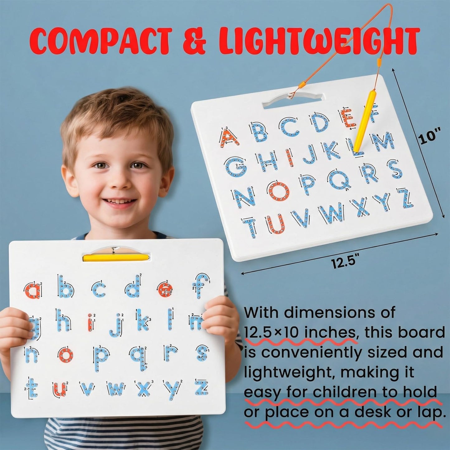 LovesTown Magnetic Alphabet Tracing Board, Double Sided Magnetic Letter Board for Kids Preschool Educational Learning Toys for Toddlers