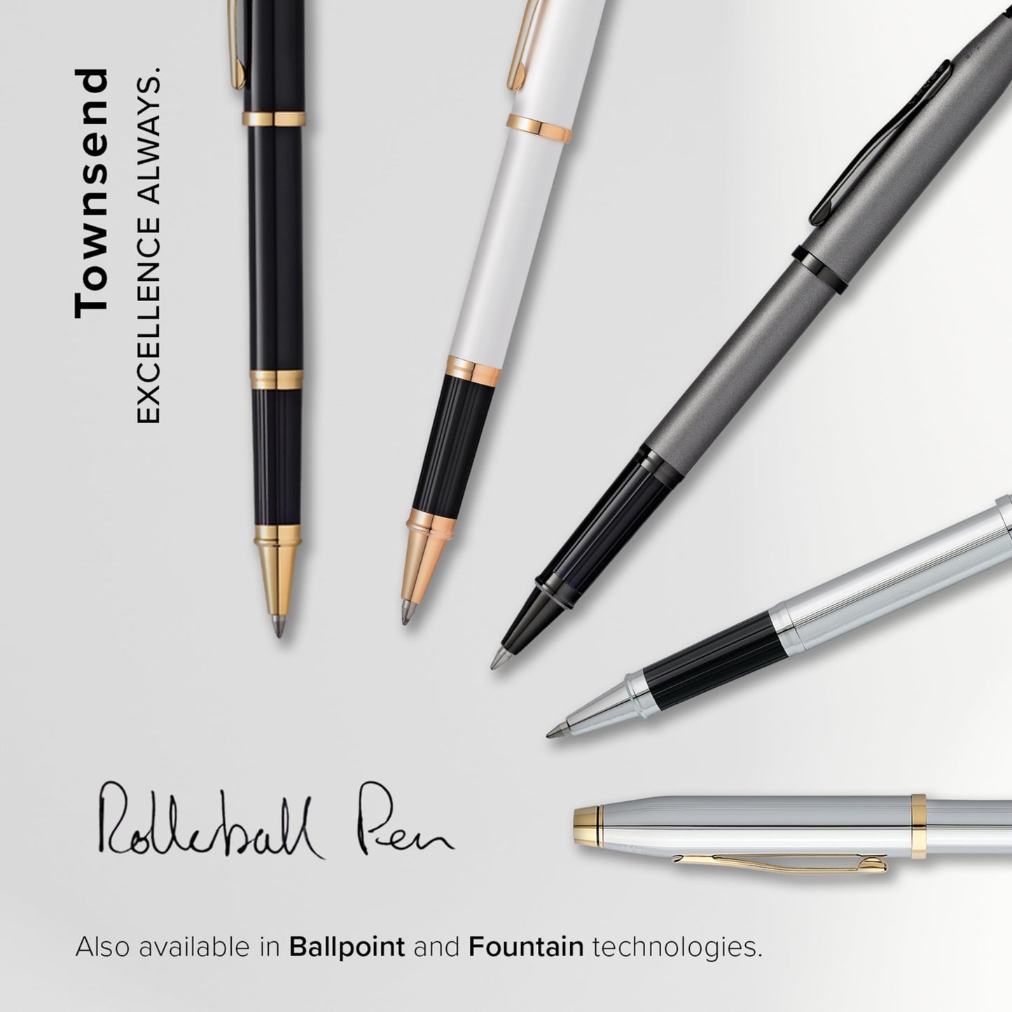 Cross Townsend Classic Black Lacquer Rollerball Pen, Black Ink - Elegant Pen, Black Ink for Effortless Writing - Consistent, Smooth Writing - Large Nib - Reliable & Long-Lasting - Includes Gift Box