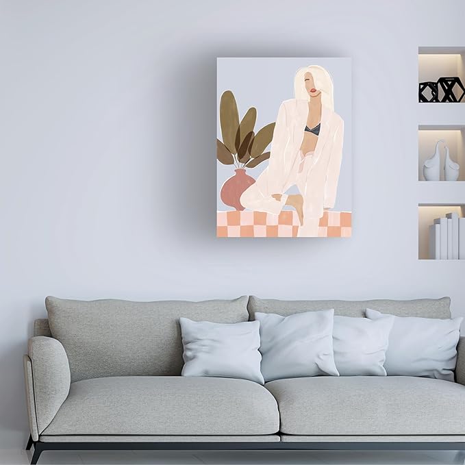 Trademark Fine Art Canvas Wall Art - Ivy Green Illustrations 'Too Lazy To Yoga' Wall Art for Living Room, Bedroom, or Office Décor