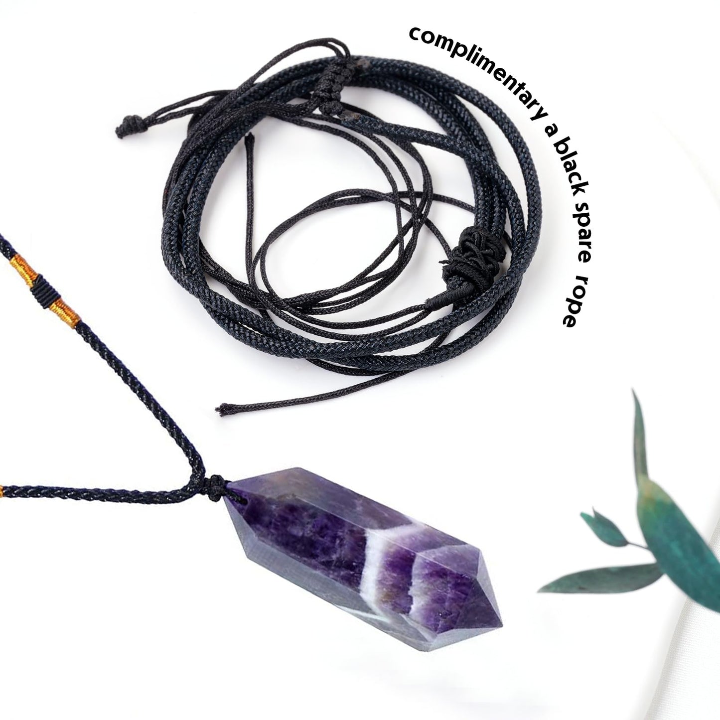 Runyangshi Dream Amethyst Healing Crystal Pendants, Double Pointed Natural Crystal Quartz Necklace 6 Faceted Chakra Crystal Wand Stone